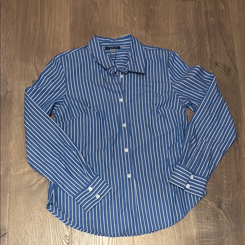 New Women Blue Striped Shirt